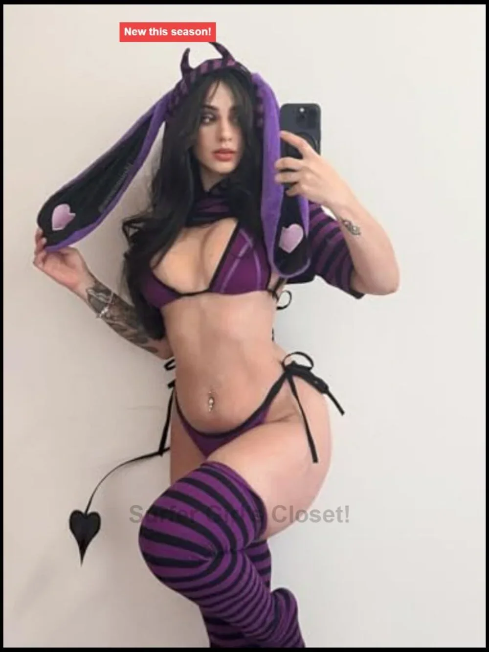 Sexy Bunny Girl Cosplay Lingerie Bodysuit Striped Knit
